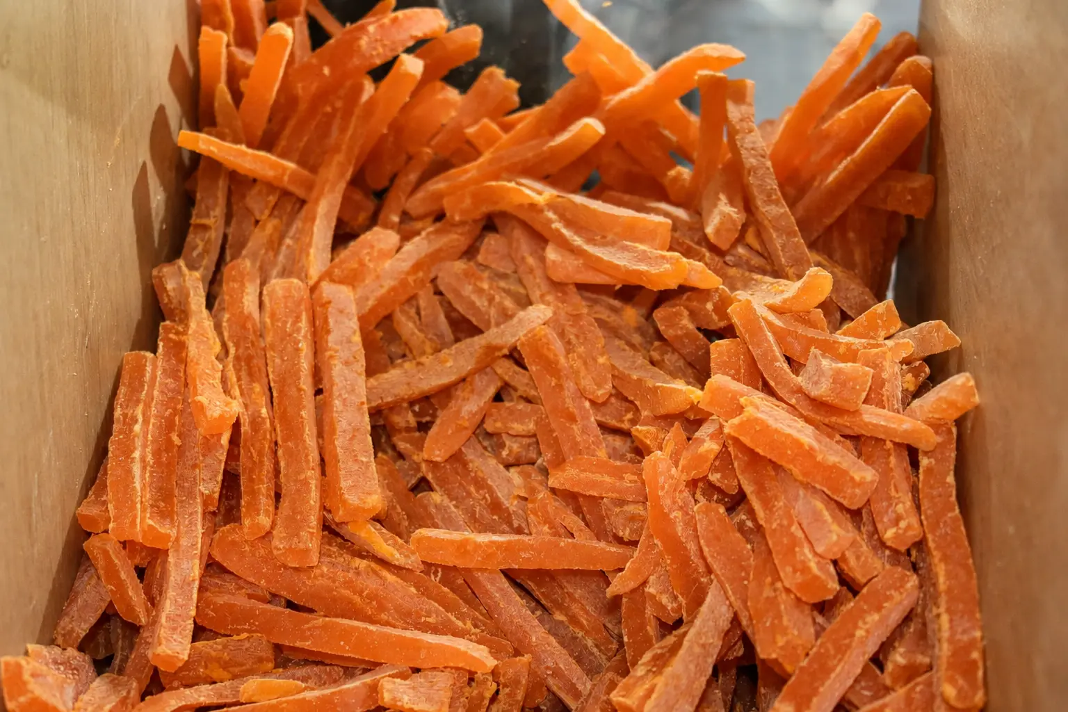 Tiras de papaya deshidratada
